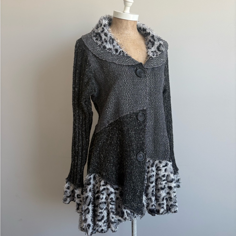 Sioni Patchwork Animal Print Jacket Cardigan Swea… - image 4